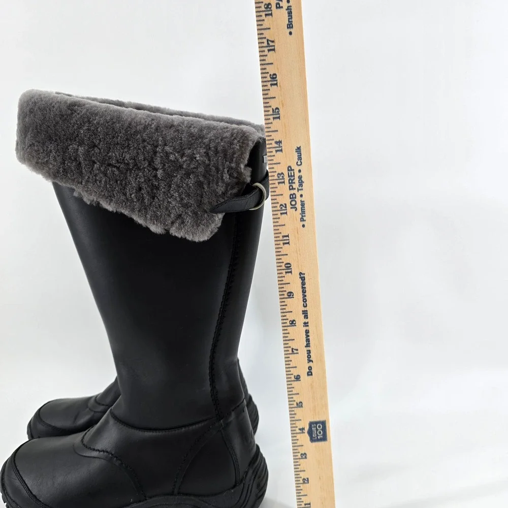 UGG Miko Tall Boot Womens Waterproof Leather Sheepskin Black 1012519 Sz 10